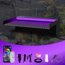 Pamopamo Pool Waterfall Spillway Stainless Steel Pond Fountain, APP Control Colorful LED Lighted Outdoor Black Fountains, Water Flow Spillways Kit for Koi Pond, Swimming Pool, Garden-11.8"x7.8"x3.9"