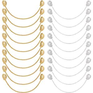 NBEADS 20 Pcs 2 Colors Coat Hanging Chains, 5.2inch Metal Loops Hanging Chains, Golden and Silver Tone Sew On Metal Loops for Clothes Decorative Accessories