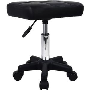 FURWOO Rectangle Rolling Stool with Wheels Height Adjustable Swivel Stool Chair for Spa Salon Massage Black