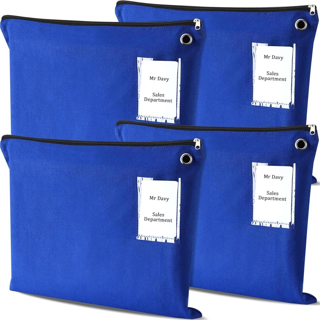 4 Pcs Interoffice Mailer Canvas Transit Sack Zipper Bag 18" x 14" Large Zipper Pouch with Grommet Interoffice Mail Bag (Blue) 4 Pcs Interoffice Mailer Canvas Transit Sack Zipper Bag 18" x 14" Large Zipper Pouch with Grommet Interoffice Mail Bag (Blue)