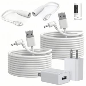 2-Pack Power Adapter Charger Cable Compatible with Ring Stick Up Cam Battery/Plug-in 3rd Gen/2nd Gen & Ring Pan Tilt Stick Up Camera, Indoor/Outdoor Weatherproof Power Cord (4m/13.2ft)