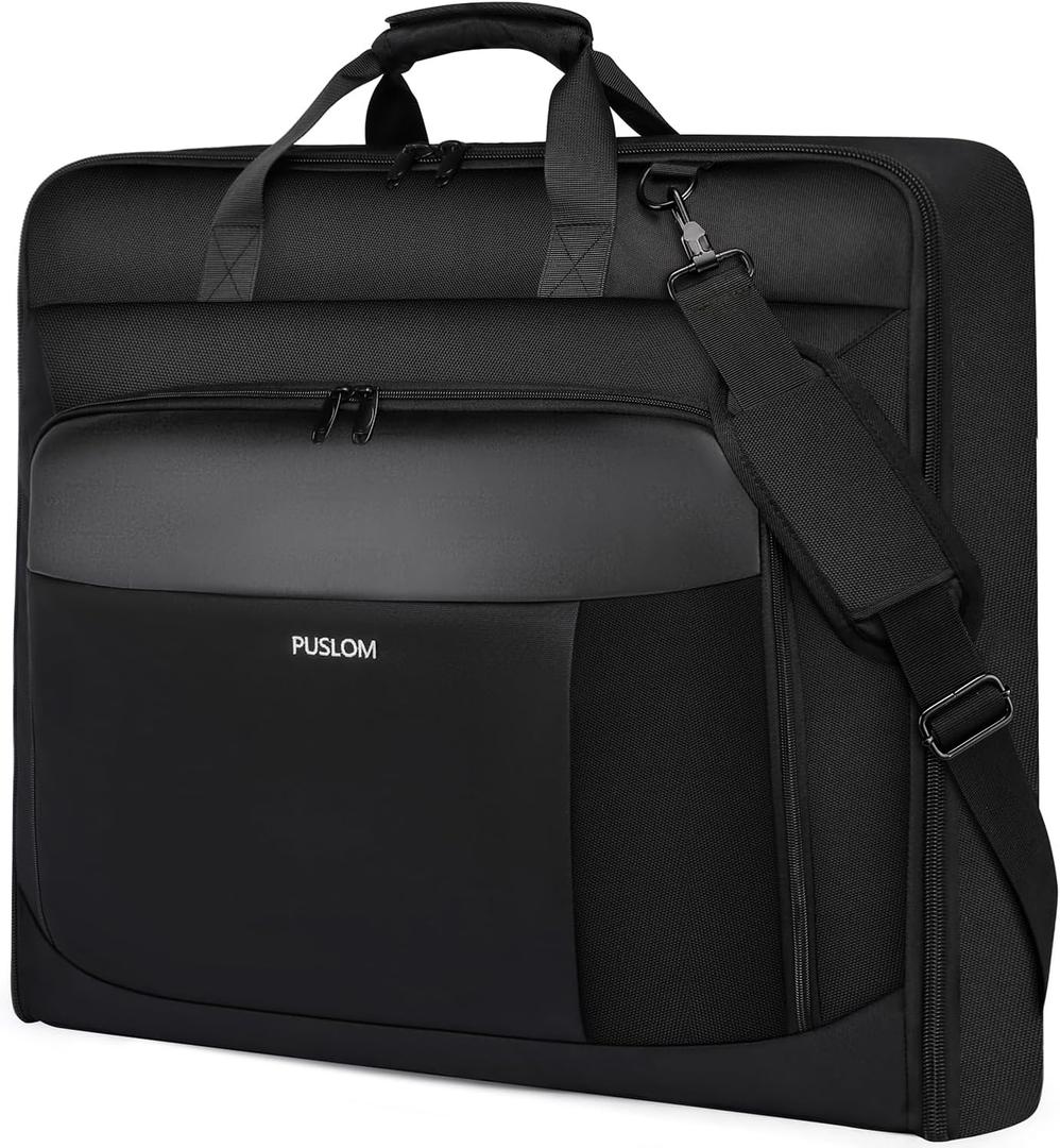 Garment Bag Travel Suit Bag for Men Large 40-Inch Carry on Garment Bag Up to 3 Suits for Business Trips,2 in 1 Hanging Suitcase Luggage Bags for Travel,Foldable Carry On Bag Fits 15.6Inch Laptop,Black