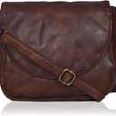 Vintage Look Genuine Leather Shoulder Crossbody Purse Crossover Bag for Women