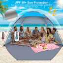 Gorich Beach Tent Sun Shelter for 8 Person with UPF 50 UV Protection, Lightweight & Easy Setup Beach Shade Canopy, Portable Beach Shade Tent Beach Cabana, Blue