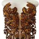 Hand-Made Beaded Rhinestons DIY Clothing Appliques Patch sew on Decoration Flower Applique Dress Accessories (Coffee)