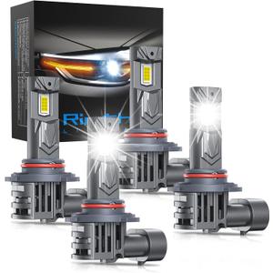 9005 9006 Bulbs Combo, 800% Brighter High Low Beam Bulbs, Real 1:1 Mini Size with Cooling Fan, Pack of 2