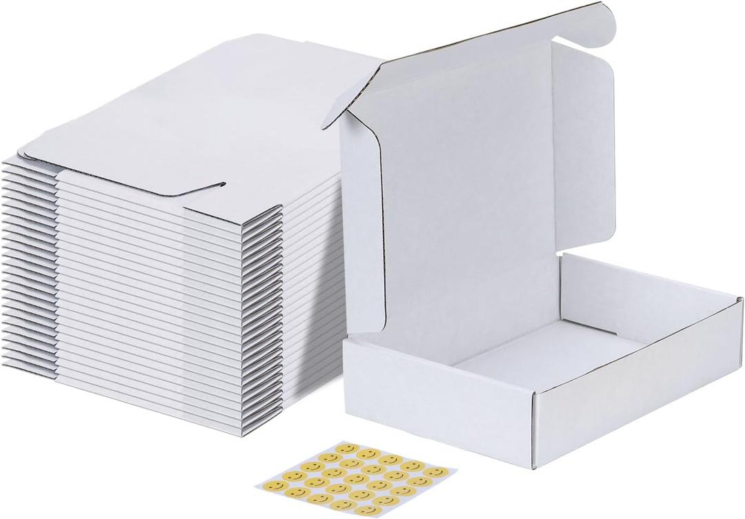 MEBRUDY 9X6X2 Shipping Boxes, 25 Pack White Literature Mailer Corrugated Cardboard Box for Small Business Mailing Packaging