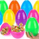 12PCS 6" Jumbo Easter Eggs, Large Empty Easter Eggs for Hunt, Colorful Giant Plastic Egg Fillable with Candy, Toys, Basket Stuffers Fillers, Easter Party Favors