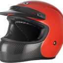 LEM Full Face Motorcycle Helmets Carbon, Classic Retro Helmet DOT for Men Harley Models, Cruiser, Motorcycle Helmet Vintage, Interchangeable Visor, Lightweight Fiberglass Shell (Gloss Red, Size L)