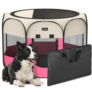 Portable Pet Puppy Dog Cat Playpen, 8-Panel Indoor/Outdoor Puppy Pen with Shade Cover & Travel Bag - Waterproof Dog Cat Tent
