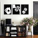 3Pcs Black and White Poker Dice Canvas Wall Art Lucky You Poster Prints Trendy Funky Preppy Y2K 8 Ball Pictures Artwork Aesthetic Painting for Game Room Apartment Dorm Decor 12x16in Unframed