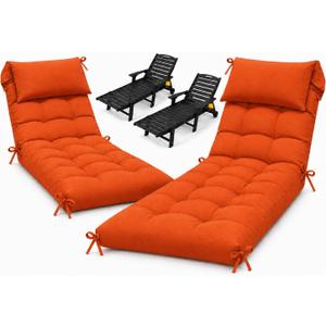 2 Pack 76 x 22 x 4.7" Waterproof Chaise Lounge Chair Cushion Outdoor 6#77