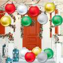 YHFUISK 10 PCS Outdoor Christmas Decorations, 11 Inch Large Inflatable Balls, Ornaments for Front Door Yard, With Pump for New Year Festive (Red, Green, White, Gold, Silver)