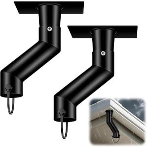 2 Pack Rain Chain Gutter Adapter Kit Installation 7inch Rain Chains for Gutters Chain Downspout Curved Spout Iron for Gutter Downspout Outlet(Black)