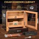 XIFEI Cigar Humidor Cabinet, Glass Top & Adjustable LED Lighting, Digital Hygrometer, 2 Humidifiers, Cigar Tube, Desktop Cedar Wood Humidor with Accessory Drawer for 80-100 Cigars, Ideal Men's Gift