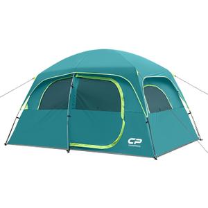 CAMPROS CP Tent-6-Person-Camping-Tents, Waterproof Windproof Family Tent with Top Rainfly, 4 Large Mesh Windows, Double Layer, Easy Set Up, Portable with Carry Bag (Tea Blue)