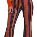 Ophestin Womens Sexy Off Shoulder Tie Crop Top Ethnic Print Bell Pants Suspenders Set 2 Piece Outfits Jumpsuits Overalls Orange, Size XL