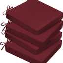Basic Beyond Outdoor Chair Cushions for Patio Furniture, Waterproof Outdoor Seat Cushions Set of 4 18 x 18, Patio Chair Cushions Set of 4 with Ties and Handle, Burgundy