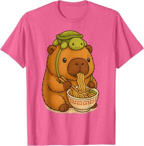 Capybara Anime Ramen Turtle Funny Graphic Kawaii Capibara T-Shirt