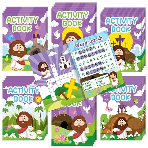 JAPBOR Religious Easter Coloring Books - 24PCS Mini He is Risen Activity Color Crafts Book Bulk for Kid Games Gift Party Favor, Christian Bible Jesus Small Colour Pages for Sunday School Church Class