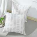 2 x Metallic Gilding Silver Print Couch Throw Pillow Cover 1pc Pure Nature Linen Blend 20"X20" AmaZulu Geometric Decorative Pillowcase Christmas Pillow Cover Accent Cushion Shell 50X50cm