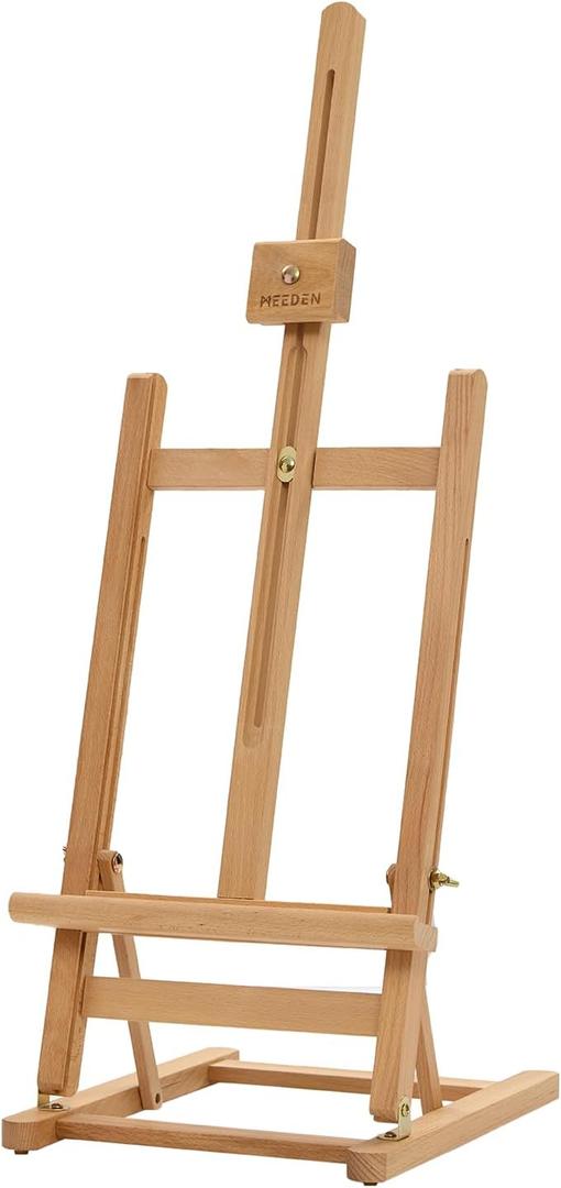 MEEDEN Large Wooden Tabletop H-Frame Easel, 38'' High, Solid Beech Wood Table Easel for Painting Canvas 25'' Max, Studio Desktop Art Easel Stand for Painting & Displaying,for Artists & Beginners