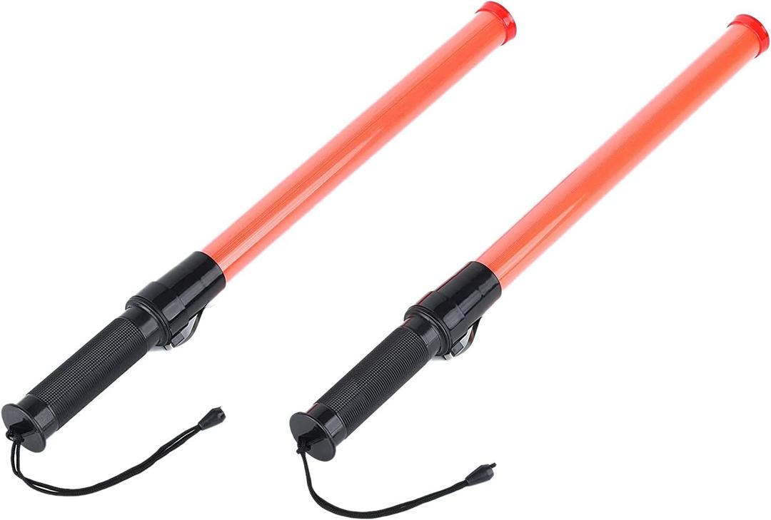 2Pack 21Inch Signal Traffic Safety Led Light Traffic Wands for Parking Guides, Orange & Black