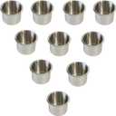 SEETOOOGAMES Drop-in Cup Holder Insert - 10 Pack Stainless Steel Poker Table Drink Holder Replacement for Casino Game Desk, Couch, Car, Boat, Sofa, Benches, Truck