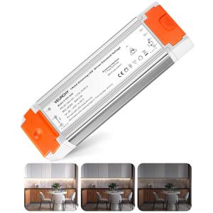24V Dimmable LED Driver, 60 Watt Dimmable LED Power Supply AC 120V to DC 24V Compatible with Lutron & Leviton Dimmer Switches, 24 Volt Led Transformer 60W for Strip Lights Smooth Dimming
