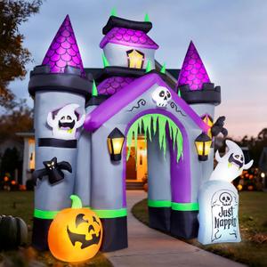 ZPISF Halloween Inflatables 12 FT Haunted House Castle Archway Outdoor Decorations, Large Halloween Arch Blow Up Yard Decorations for Front Lawn Garden Decor