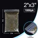 1000Pcs Small Plastic Bags 2x3 Inch, 2 Mil Clear Reclosable Poly Baggies for Packaging, Storage, Jewelry, Crafts, Food Safe Resealable Zip Bag
