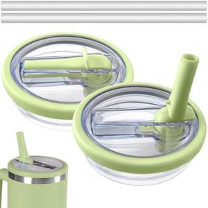 10 Pack Flip Straw Leak Proof Lid for Stanley 40 oz Tumbler Quencher - 40oz Reusable Spill Proof Lid Top Cover Stanley Cup Accessories - Replacement of Leaking Original Stanley Lids - Green