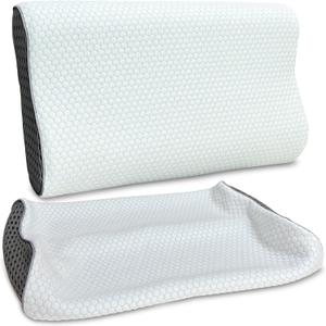 Cervical Pillow Case for Neck Pillows, Compatible with Pillows for Neck and Shoulder Pain & Cervical Neck Pillows for Sleeping-Cover ONLY (White+Gray)