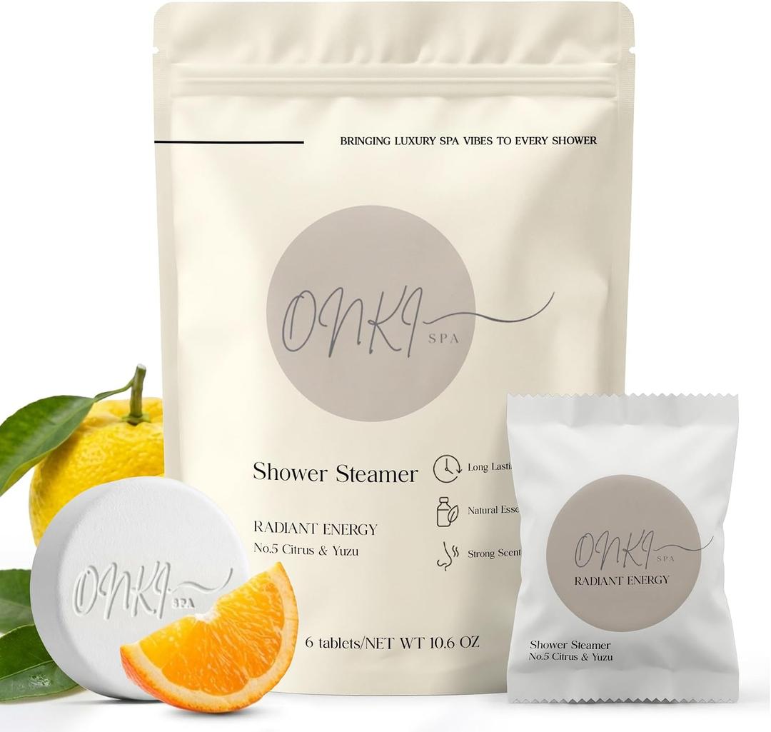 Citrus Shower Steamers Aromatherapy 6 Pack – Yuzu Citrus Shower Steamer for Energy, Relaxation & Self Care – Energizing Spa Shower Bombs for Women & Men, Individually Wrapped