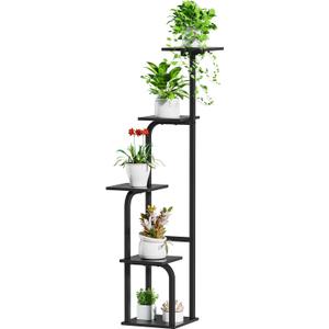 Asgolion 5 Tier Plant Stand Indoor, Plant Shelf for Multiple Plants, Flower Pot Holder Shelf, Planter Display Rack for Patio Garden Balcony Living Room Bedroom Decor, Black