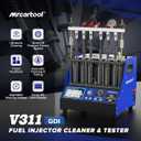 V311 GDI Fuel Injector Cleaner Machine Gasoline Fuel System Injection Cleaning Tester 6-Cylinder Test for EFI/FSI Injectors, Heated Ultrasonic Cleaner Kit with 7 Core Functions for Motorcycle Vehicle