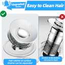 3 x Bathroom Sink Stopper with Anti-Odor, Faster Drainage, Universal Silicone Sink Drain Strainer, with Detachable Hair Catcher Drain Cover, Pop Up Basin Plug for 1.1~1.77 Drain Hole(White)