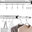 Valet Rod for Closet Pull Out,Retractable Slide Out Valets Rod Closet Organization,12" Aluminum Valet Clothing Hanger Rods Perfec-t for Suits,Dresses,Freshly Pressed Clothes,Easy Installation(Silver)