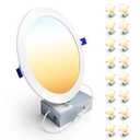 Ensenior 16 Pack 8 Inch LED Recessed Ceiling Light, Dimmable, 2700K-5000K 5CCT, 1600LM 18W 120V, High Brightness Canless Wafer Downlight - ETL&FCC&IC