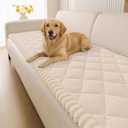 Smiry Fuzzy Couch Cover for Dogs, Non Slip Washable Pet Sofa Cover, Scratch Proof Hair Resistant Plush Sofa Slipcover, Pet Friendly Couch Cushion Protector for Cat, Apricot, 27.6" x 70.9"