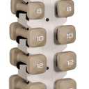 Tone Fitness 100 LB Neoprene Dumbbell Set with Storage Rack – Non-Slip, Anti-Roll Hand Weights for Home Gym Workouts | Light Gray Rack and Beige Dumbbells