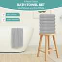 KAHAF COLLECTION 6 Pack Bath Towels Set (27 x 54 Inches) 100% Ring Spun Cotton, Lightweight, Quick Dry, Highly Absorbent Towels (Light Grey, (27x54) Inches)