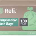 Reli. Compostable 6-8 Gallon Trash Bags | 100 Count | ASTM D6400 | Green | Eco-Friendly | For Compost