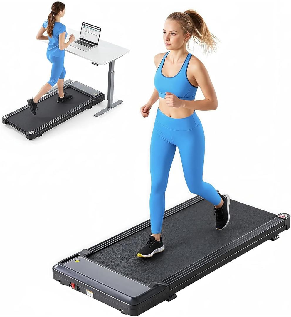 Walking Pad Under Desk Treadmill, 1.75HP Quiet Motor for Home Office, Portable Walking Jogging Machine with Smart APP & Remote Control, LED Display