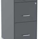 Alera Soho Vertical File Cabinet, 3 Drawers: Pencil/File/File, Letter, Charcoal, 14" X 18" X 26.9"