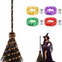 5FT Halloween Decorations Giant Light-Up Rattan Witches Broom,Black