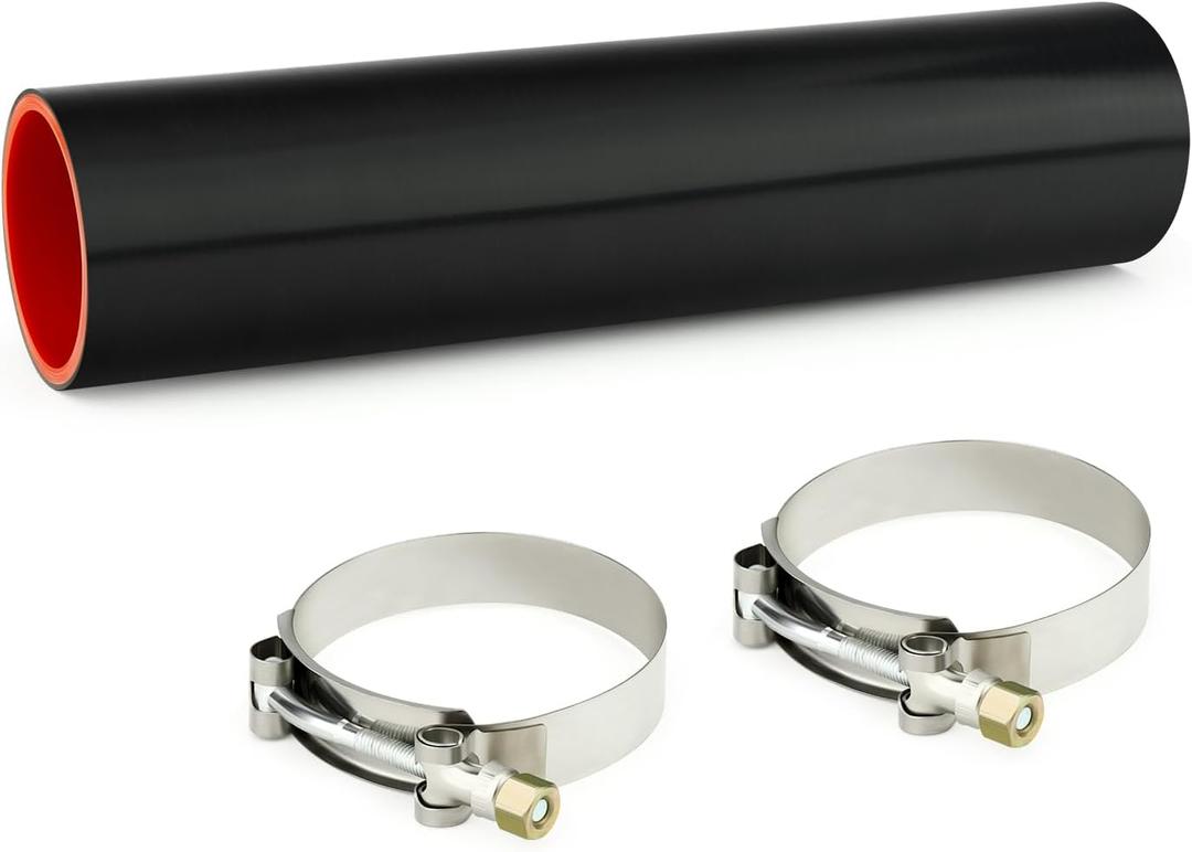 GASHER 1PCS Straight Silicone Hose 2.5"ID,Silicone Couplers Length 12" (305mm) with 2 T-Bolt Clamps
