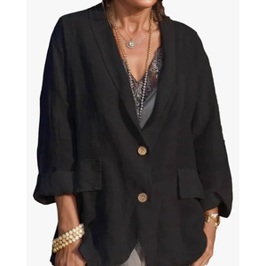Cotton Linen Blazers for Women Business Casual Lapel Lightweight Work Fall Jackets Size XXL