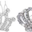 2 Pcs Kids Princess Crown Rhinestone Tiara Hair Comb Crystal Hair Clip Mini Hair Decorations for Girls Teens Toddlers