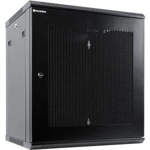 12U Wall Mount Server Cabinet Network Rack Enclosure, Quiet Cooling Fan, Perforated Door, Black
